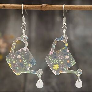Acrylic Floral Watering Can Earrings